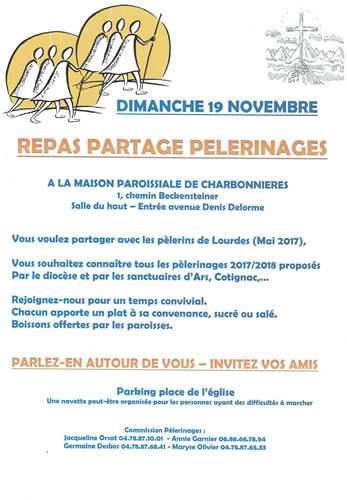 Invitation partage pélerinage 19 novembre 2017 à Charbonnières